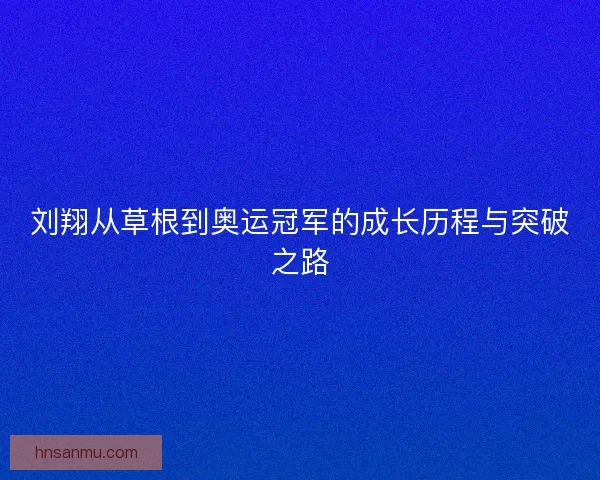 刘翔从草根到奥运冠军的成长历程与突破之路