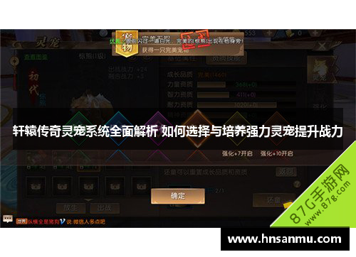 轩辕传奇灵宠系统全面解析 如何选择与培养强力灵宠提升战力